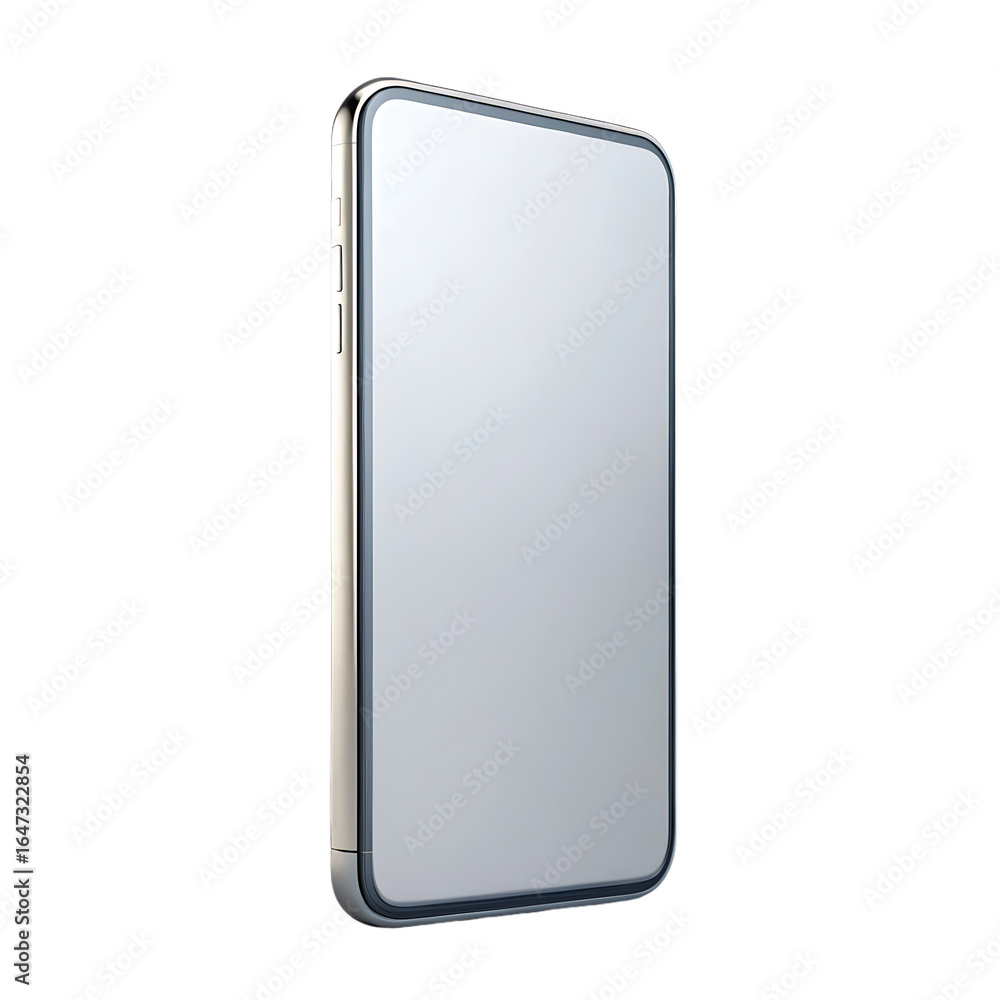 Sleek silver smartphone with reflective screen technology Sleek silver smartphone with reflective screen technology