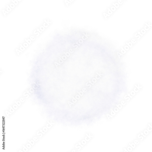 High resolution round white smoke texture with soft edges on transparent background. Ideal for digital overlays, artistic projects, web design and creative visual compositions.