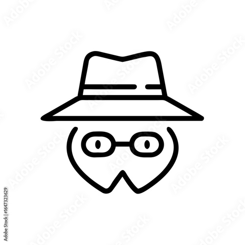 A figure in a hat and glasses, a symbol of mystery and intrigue.
