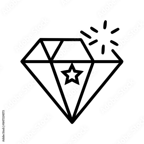 Diamond-shaped gem, starburst, valuable treasure.
