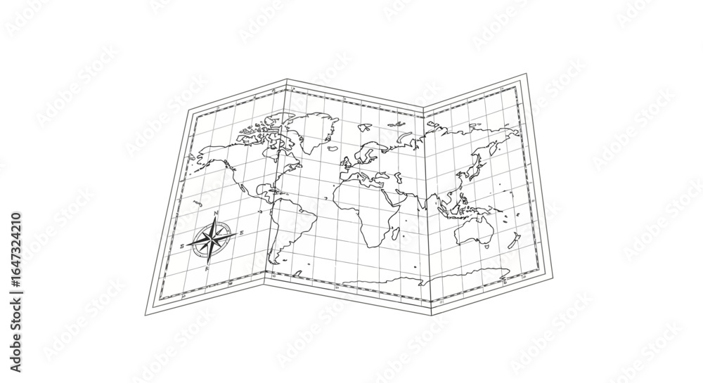 Fototapeta premium planning your global expansion a world map with compass for strategic business ventures and international travel