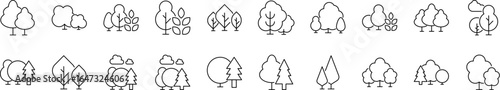 Trees, Forest, Wood Icon Set for UI, Placards, Books, Apps. Editable Stroke. Perfect for Web Sites, Books, Cards, Apps