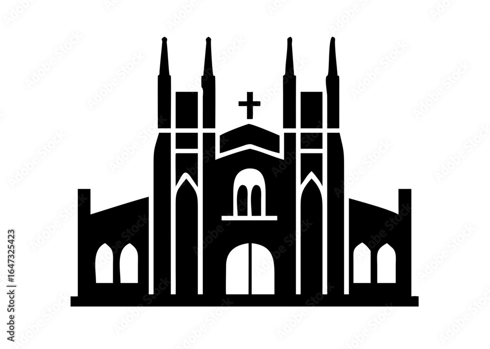 Fototapeta premium Gothic-style church facade, silhouette. 