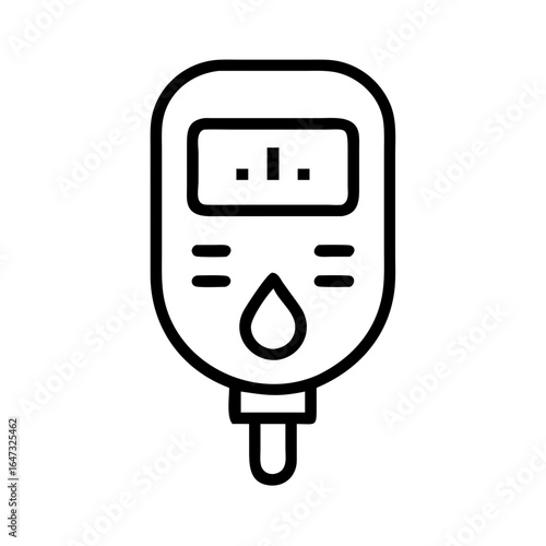 Digital blood glucose meter, measuring blood sugar.
