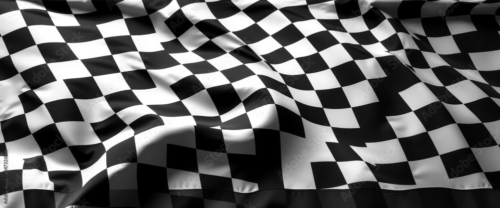 Obraz premium Classic black and white checkered race flag background , pattern, competition