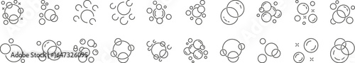 Foam Simple Linear Illustrations. Contains Icons of Soap Bubbles for Graphics, Concept, Apps