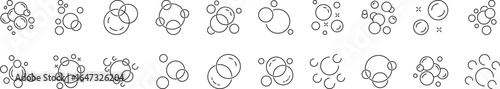 Line Icon Set of Foam. Contains Icons of Soap Bubbles for Graphics, Concept, Apps