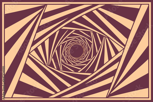 Abstract Swirling Geometric Pattern with Burgundy and Beige Colors vortex