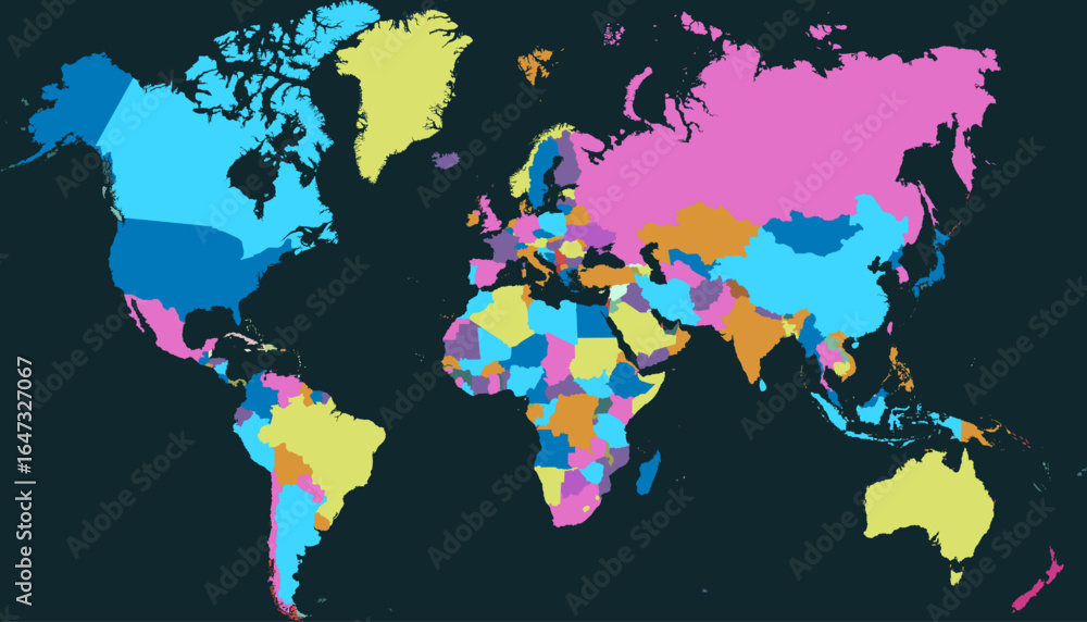 Fototapeta premium World map. Color modern vector map. Silhouette map
