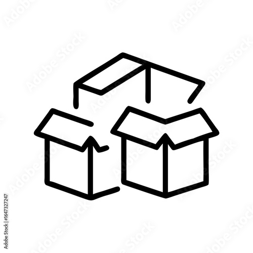 Open boxes, interconnected, symbolizing growth and expansion.
