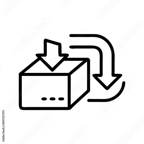 Box with multiple downward arrows, symbolizing data download.
