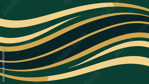 Deep Green And Gold Abstract Wavy Lines Background Pattern wave