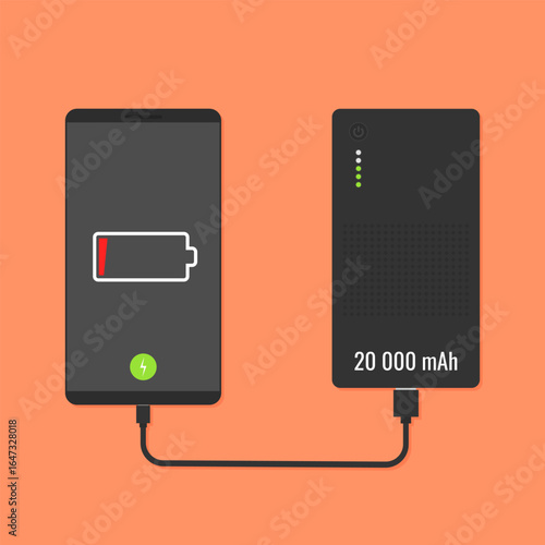 Power bank charging phone vector