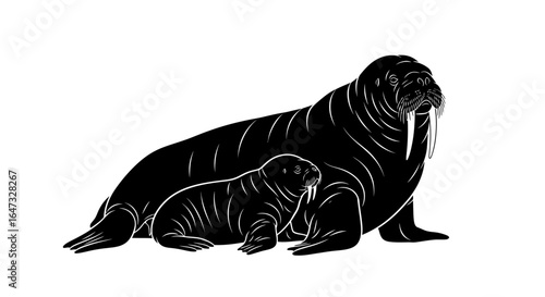 walrus mother and calf a powerful symbol of protection family and arctic wildlife for conservation projects nature documentaries and educational materials