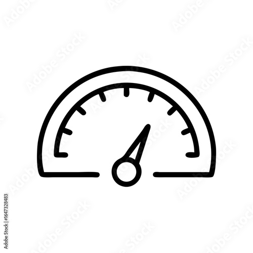 Simple speedometer icon, measuring speed and progress.
