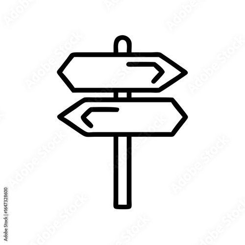 Two-way directional signpost, choices ahead.
