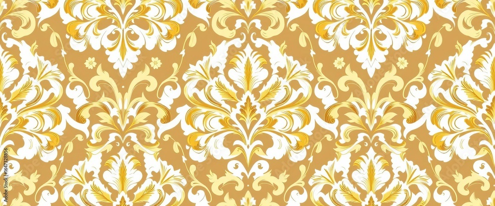Elegant white & gold baroque floral damask seamless vector pattern , ornate, white Elegant white & gold baroque floral damask seamless vector pattern , ornate, white