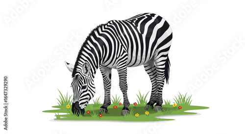 serene zebra grazing in lush meadow perfect for childrens books african safari themes and wildlife conservation projects