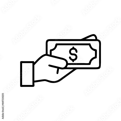 Hand offering a dollar bill, symbolizing financial transaction.

