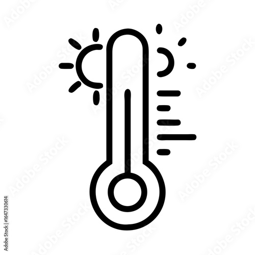 Thermometer showing temperature with sun and moon.
