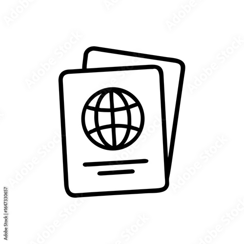 Two passports, global symbol, international travel.
