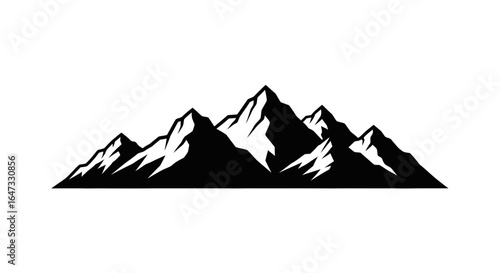 bold black mountain range silhouette ideal for branding adventure logos and outdoor designs needing a powerful visual representation of strength achievement and untamed nature