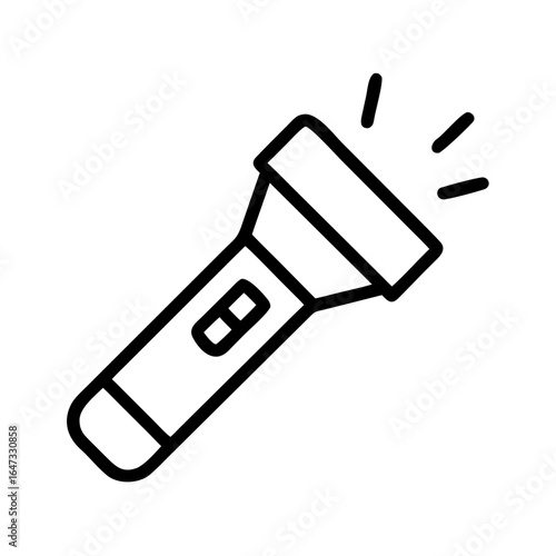 A handheld flashlight emits bright light, illuminating darkness with a focused beam.