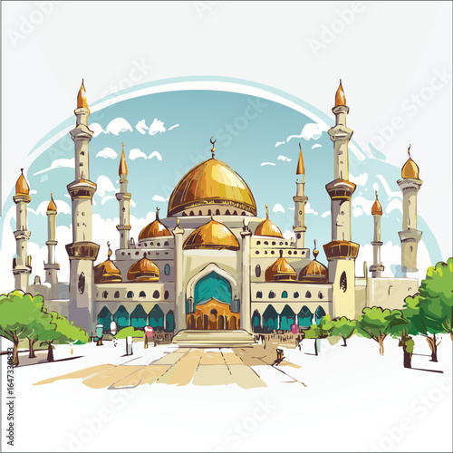 a sketch drawing for Madinah mosque