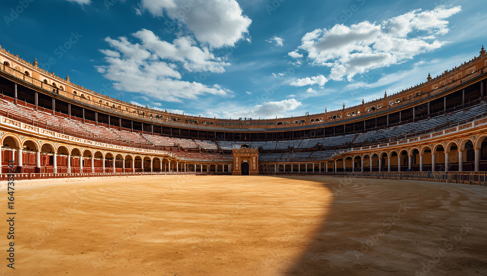 Fototapeta premium Empty round bullfight arena. bullring for traditional performance of bullfight