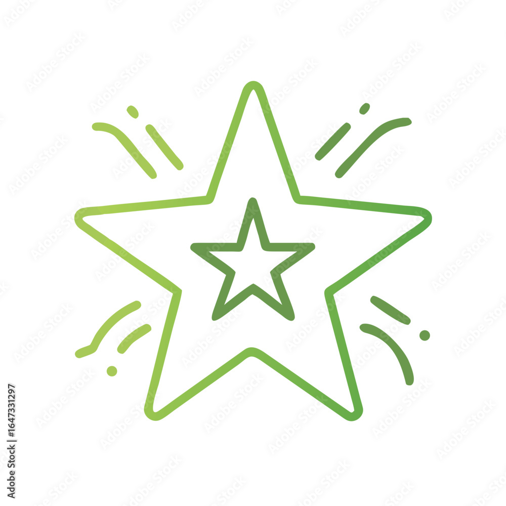 Fototapeta premium Green starburst design with radiating lines, conveying brilliance and celebratory energy.