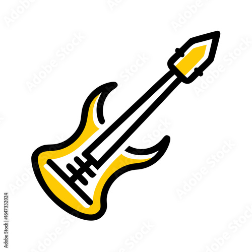 Electric bass guitar with a yellow finish, representing music, performance, and artistic expression.