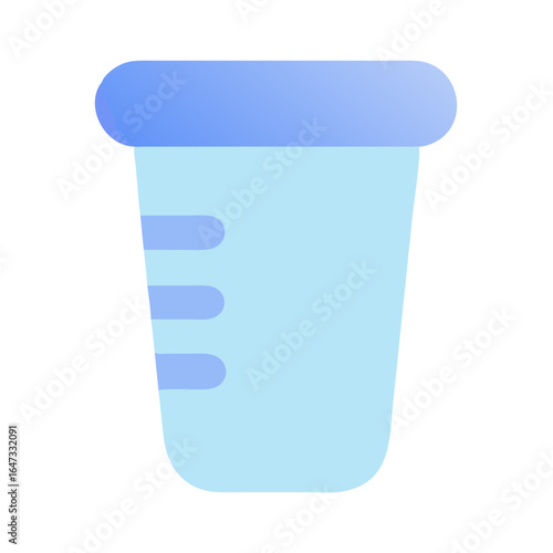 Blue and light blue stylized cup with three vertical lines, simple design, beverage container.
