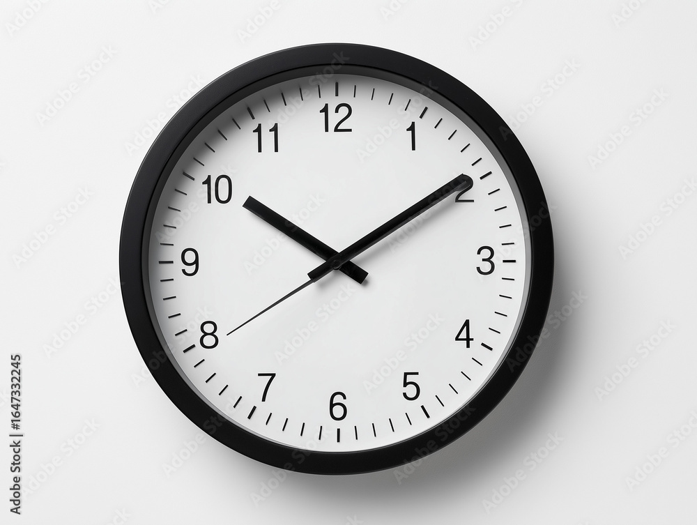 Round Wall Clock Isolated on White Background – Front View Round Wall Clock Isolated on White Background – Front View
