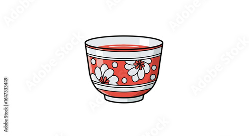 red floral teacup perfect for asianthemed designs websites blogs and menu illustrations needing a touch of elegant simplicity
