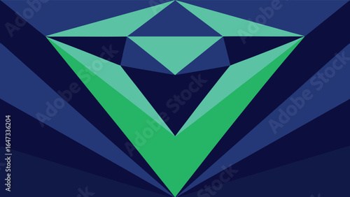 Geometric Diamond Gemstone Design with Blue and Green Tones jewel crystal
