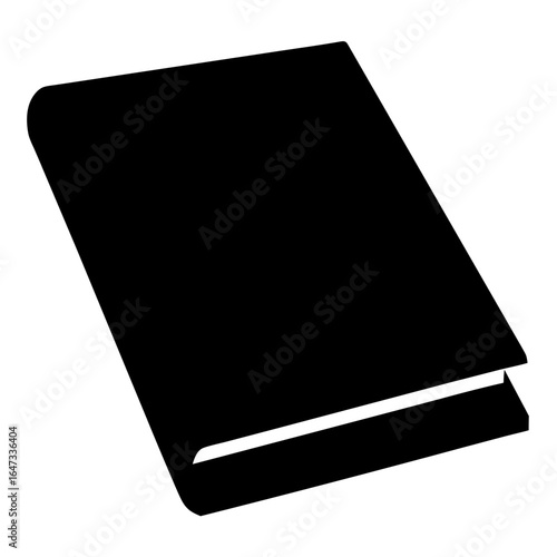 Black hardcover book on a white background, slightly angled view, simple design