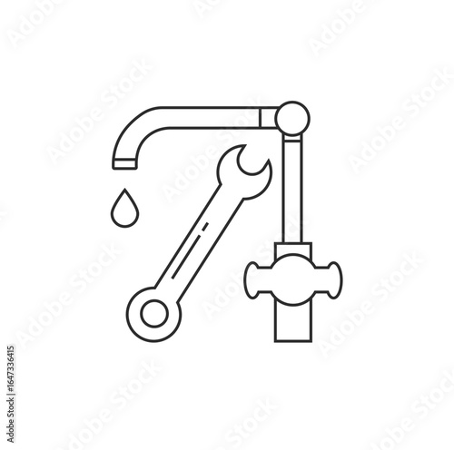 Water supply repair line icon.