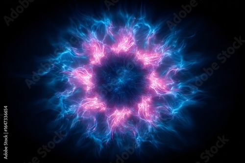 動的モーションブラーとグロー効果による放射状エネルギーバースト