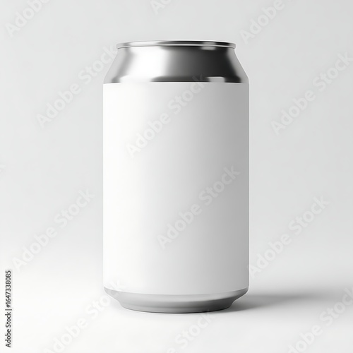 Beverage can bottle mockup with a white label, ideal for advertising, branding, and promotional product design presentations in the beverage industry