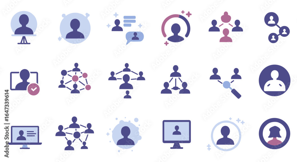 Fototapeta premium Flat design user connection icons for networking and communication