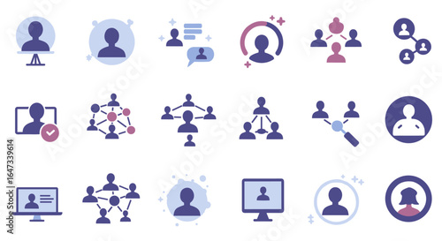 Flat design user connection icons for networking and communication