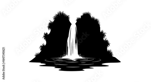 serene waterfall silhouette perfect for ecofriendly travel and naturethemed designs logos and branding projects
