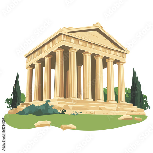 Ancient Greek Temple Illustration