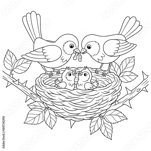 Elegant orchid flowers in a decorative basket tied with a bow, drawn in detailed line art style. Perfect for coloring books, floral-themed designs, botanical illustrations, and creative art projects