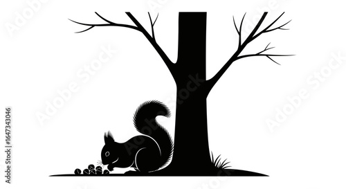 squirrel silhouette winter foraging natures resilience perfect for ecofriendly branding educational materials and childrens books