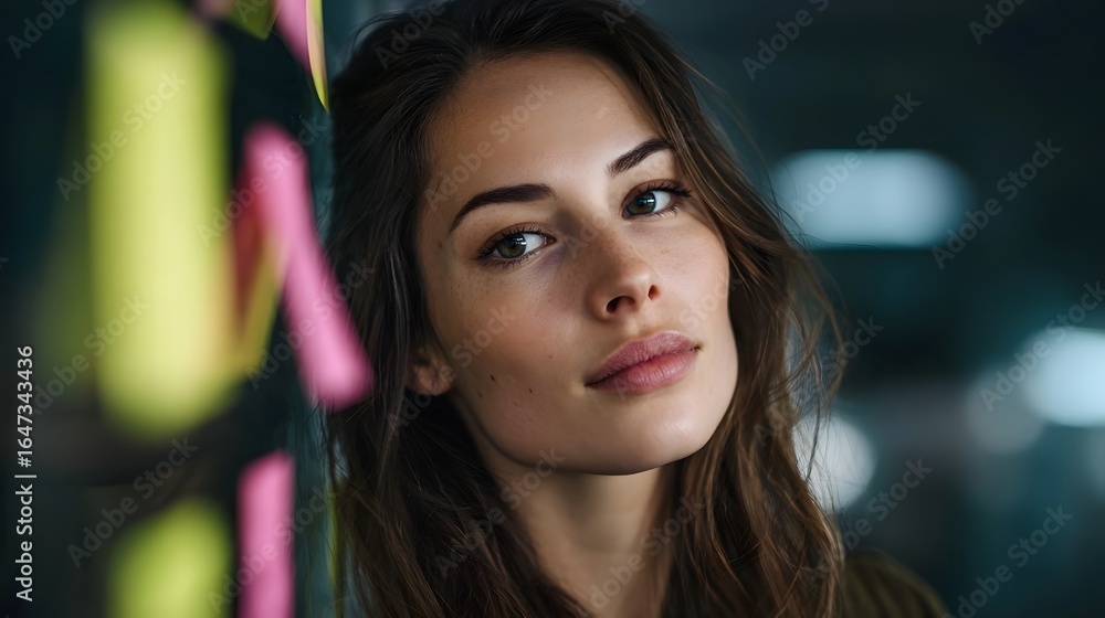 Obraz premium Thoughtful young woman in introspective indoor portrait