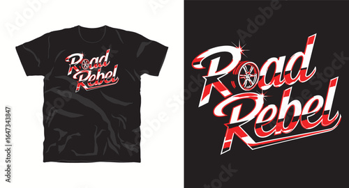 Road rebel typography t shirt design print 