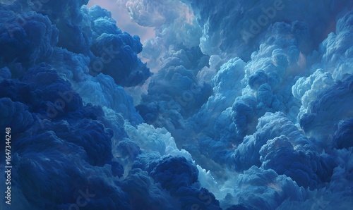 動的な動きのある嵐の雲、モーションブラー、深い青の色調