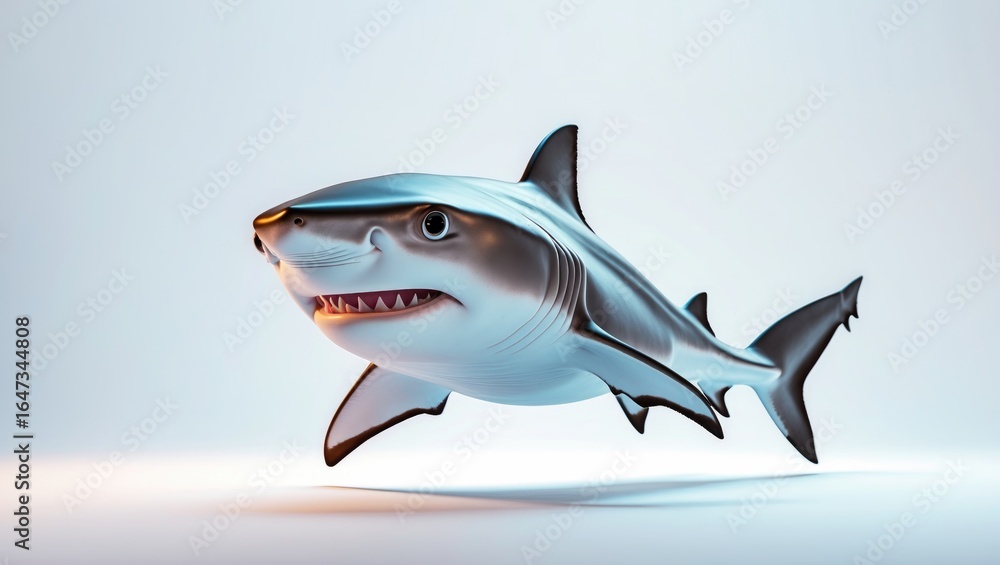 Fototapeta premium A shark with a fierce expression, depicted with exaggerated features in a cartoonish style.