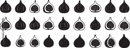 Black and white fig fruit vector illustration design template for food and healthy eating concept